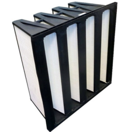 Filtro Merv 14-95% Tipo V 24”x24”x12” Marco Plástico con aleta Capacidad Máxima